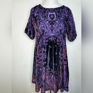 Free People Mirror Mirror Velvet Mini Dress Size Small Purple Black Keyhole Back